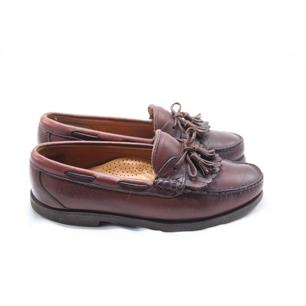 Orvis Tassel Loafer Shoes Mens Size 9.5 Brown Leather Slip-On Vibram Casual